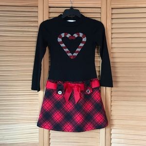 Girls Piper Red & Black Plaid Candy Cane Dress